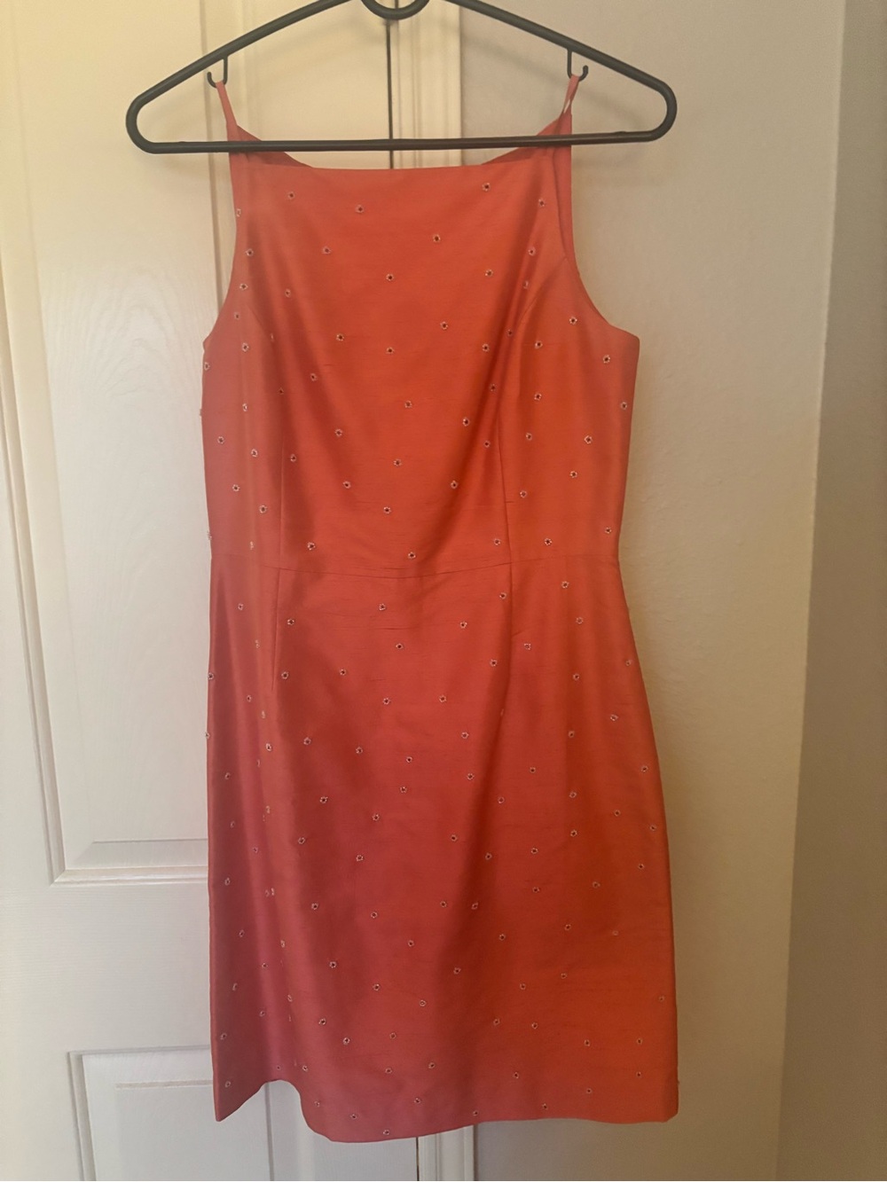 Vintage Ann Taylor Beaded Coral Pink Dress c.2000